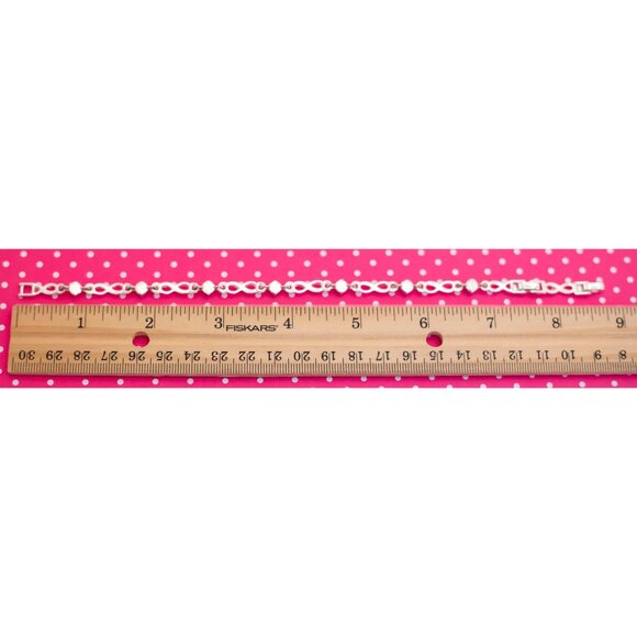 Vintage Infinity Chains Blue Rhinestones Bracelet by Avon 7 1/2 inch - P8 - Picture 2 of 3